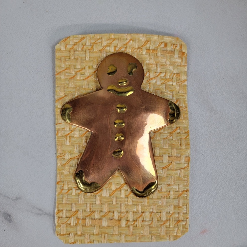 Artisan Larry Bonnot Copper Pin Brooch Vtg handmade Christmas gingerbread MO